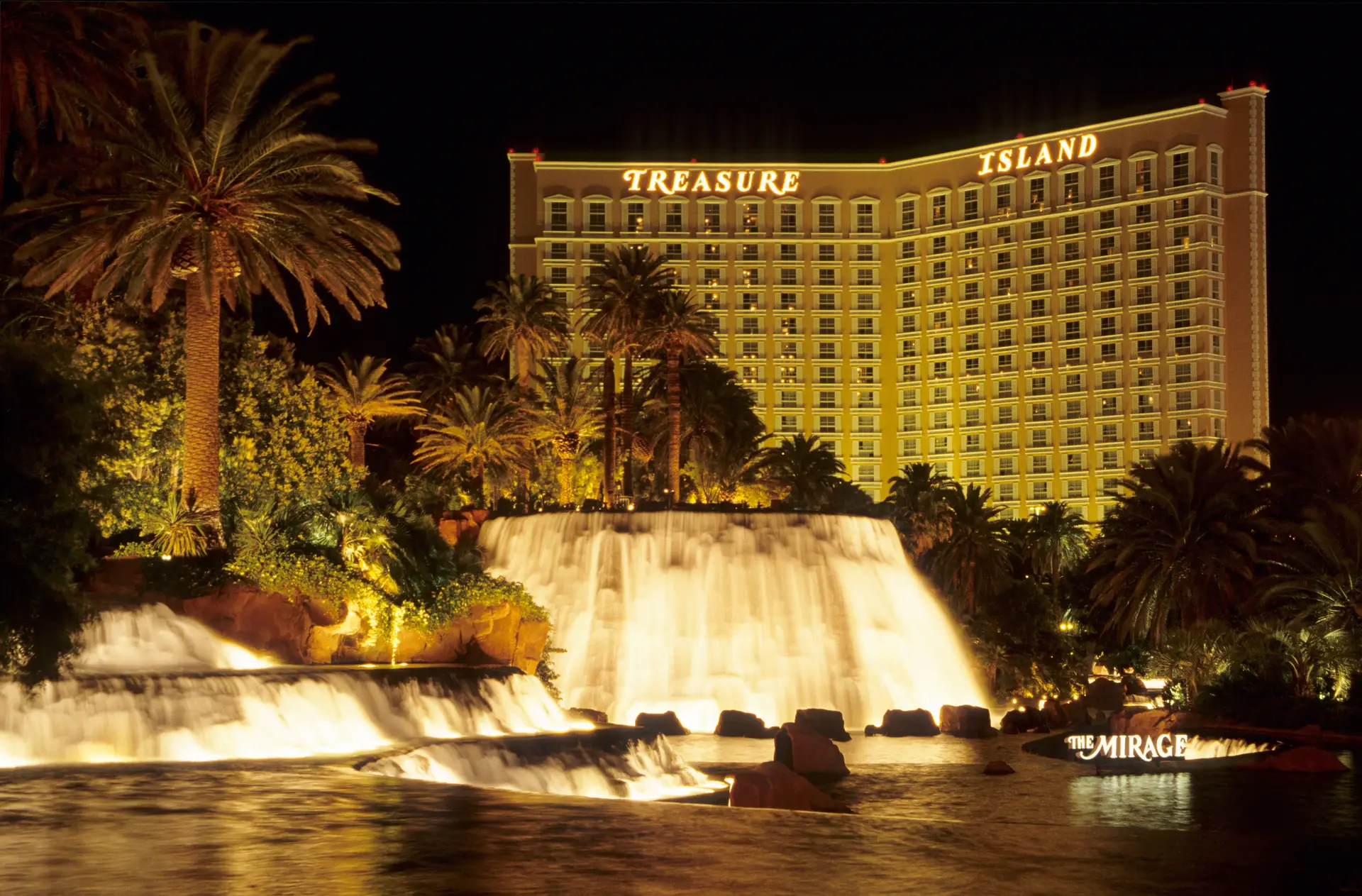 Treasure Island luxury casino resort illuminated at night